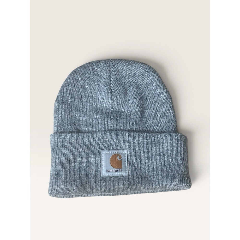 Carhartt Acrylic Knit Beanie Hat Heather Gray Cuffed Winter Watch Cap One Size